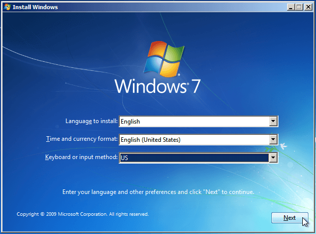 how to install windows 7 from usb for free